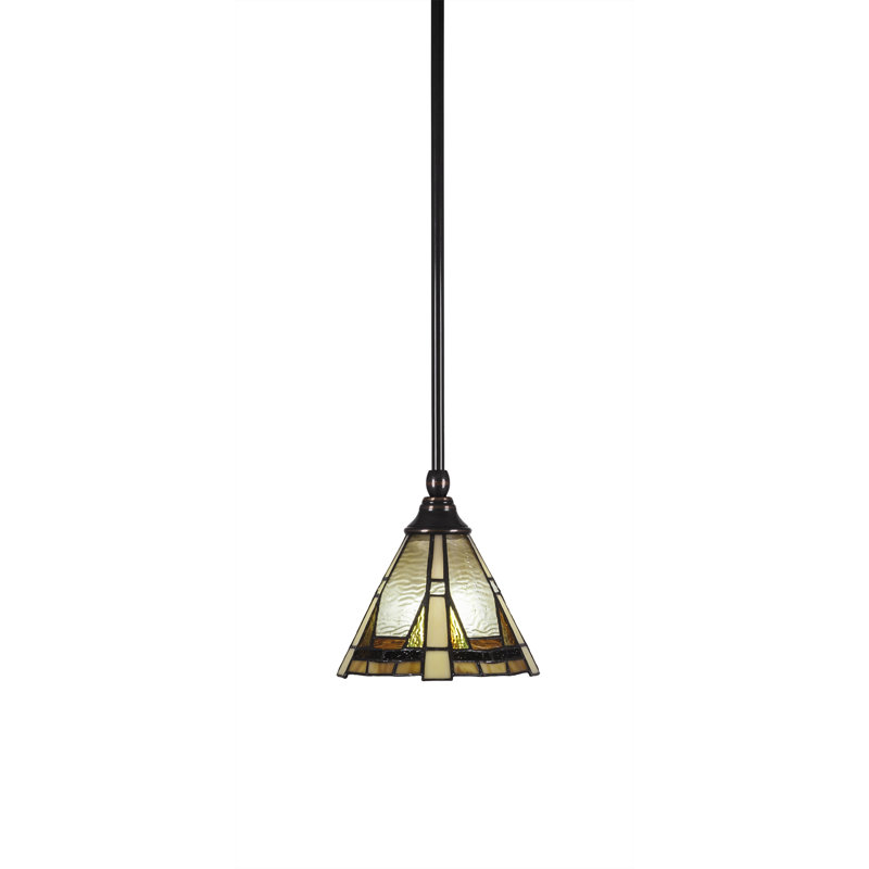 Mini-luminaire suspendu suspendu avec verre d'art Zion de 7 po, Cuivre noir
