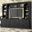 Meuble télé pour téléviseur de 65 pouces, meuble télé mural arqué avec tiroirs et étagères ajustables, console en bois avec passe-câbles-420044509