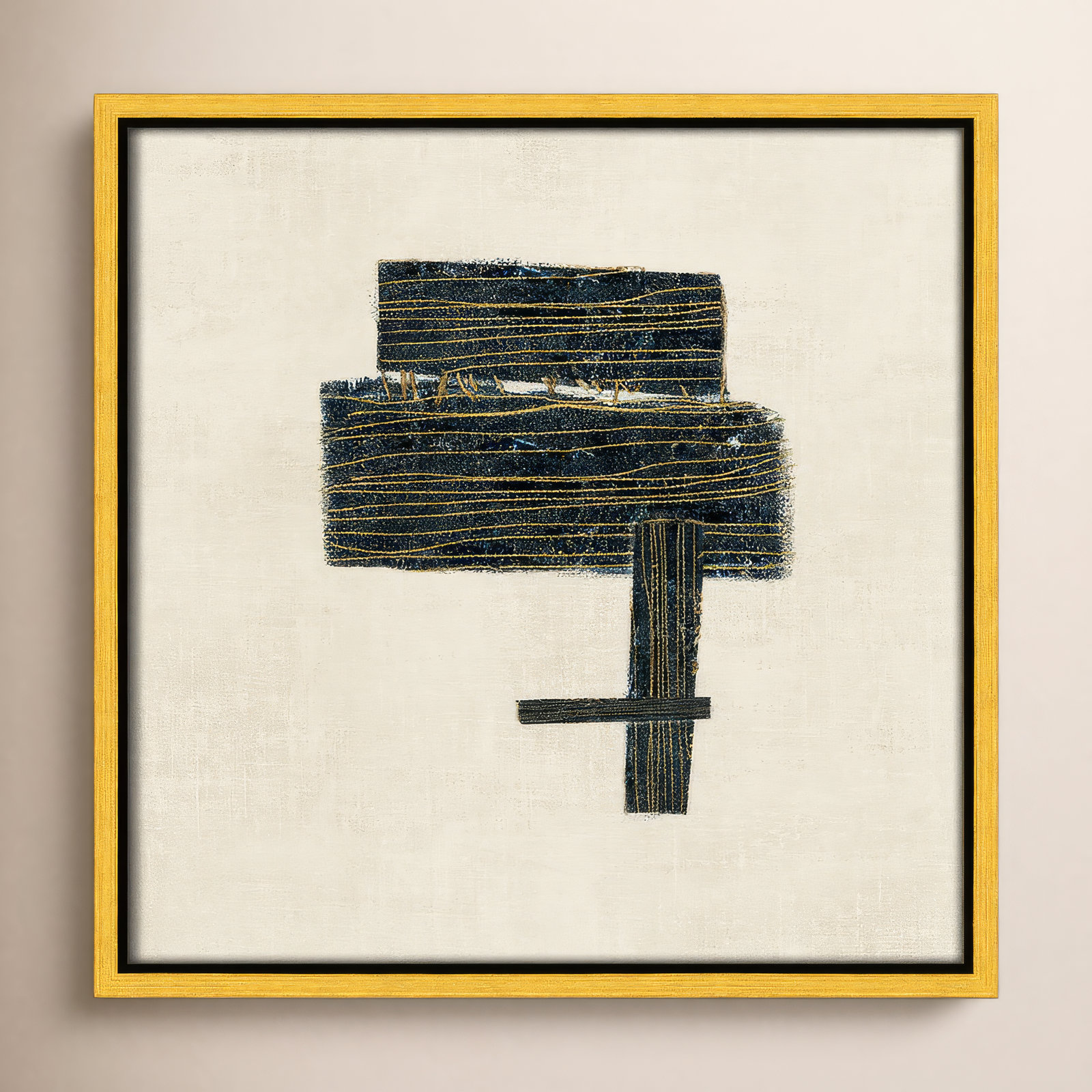 Stiched I Print by , 13.5" H x 13.5" W, Gold