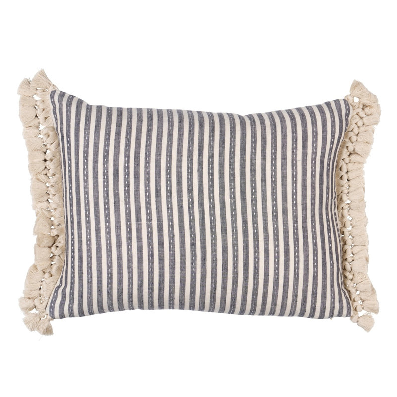 Mathis Ticking Stripe Pillow, Carbon, 16" x 12"