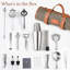 Ensemble de barman de voyage - ensemble de 22 barmans avec outils de bar, accessoires de barman en toile cirée - ensemble d'outils de bar professionnel en acier inoxydable avec gabarit standard, presse-fruits incassable