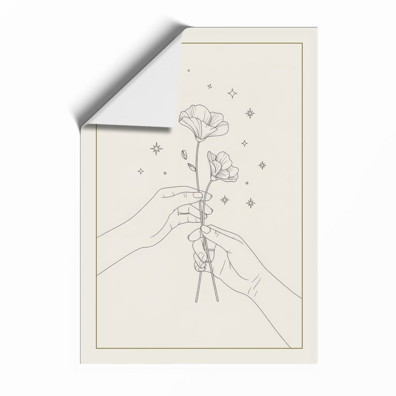 Hands Holding Bloom Botanical - Framed Print, Unframed, A4 - 29.7 x 21.0 cm