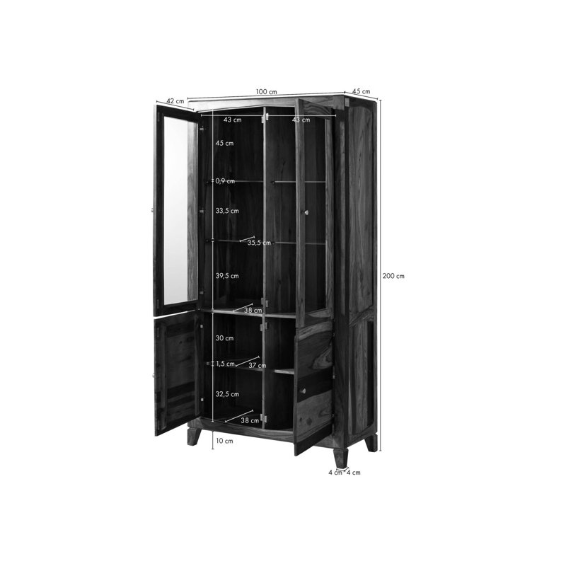 Ancona Display Cabinet, Painted Dark Brown