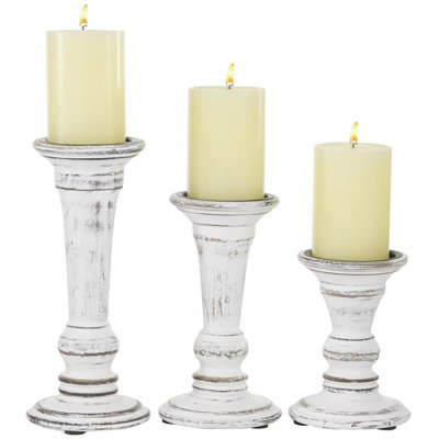Wood Tabletop Candlestick Set