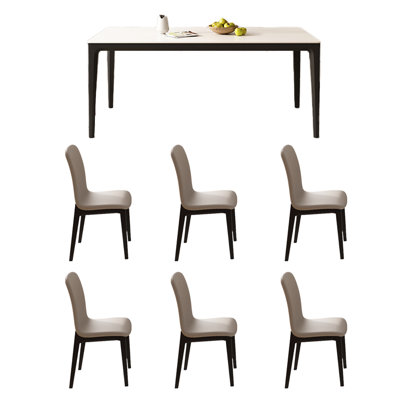 Simple white dining table and chair set