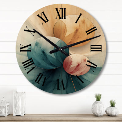 Horloge murale circulaire surdimensionnée Fusion Blue Shades of Retro Blue II