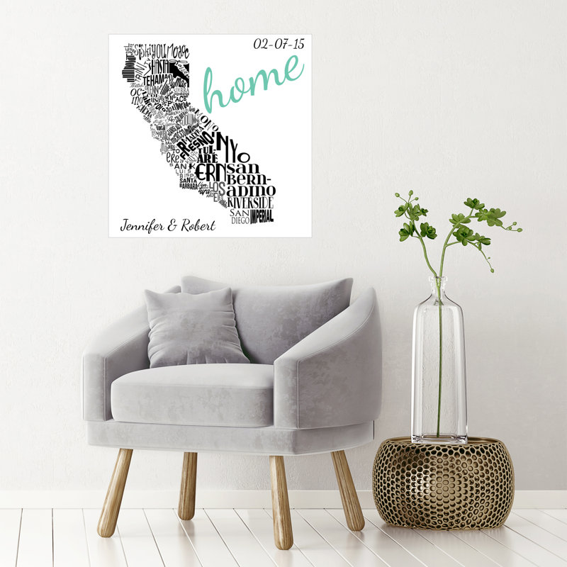 Décalcomanie murale personnalisée home california, H 30 po x l 30 po, Oui