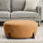 Modish Round Ottoman: Boucle Top With Splayed Rubber Wood Legs, Pumpkin Orange-761866800-761866801