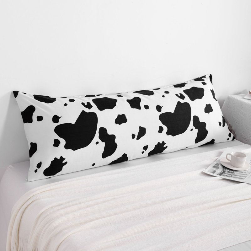 Taie d'oreiller verticale, microfibre brossée 1800TC et joint étanche, Noir / blanc avec imprimé animal