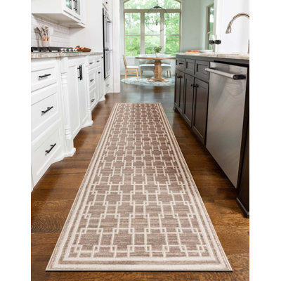 Tapis de couloir contemporain de couleur beige Ogorman