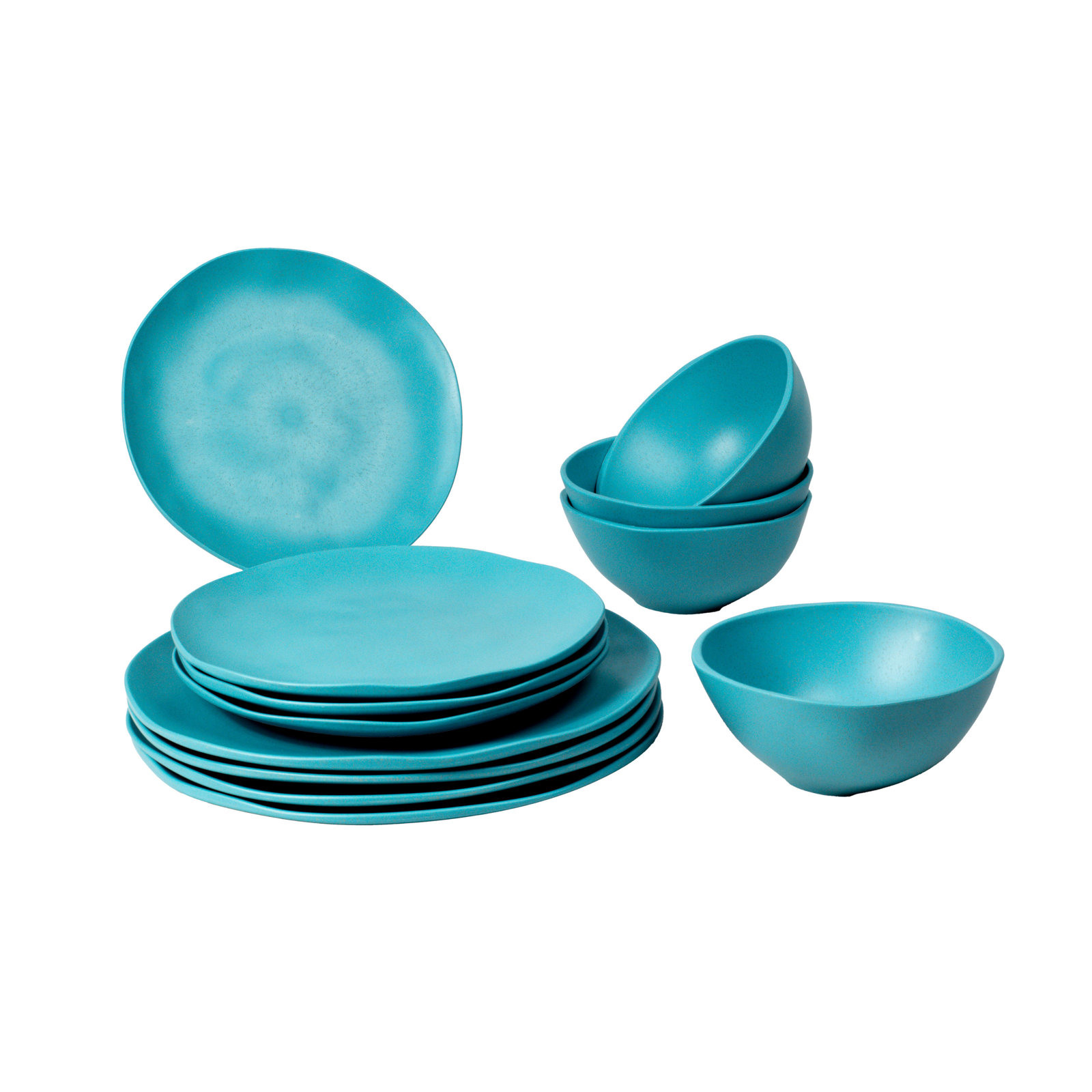 Marnie Wheat Straw Dinnerware Set, Blue