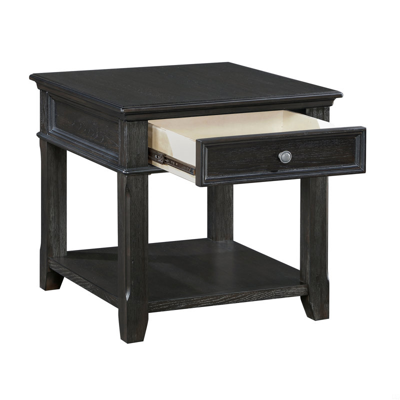 End Table With Drawer Shelf Charging Ports