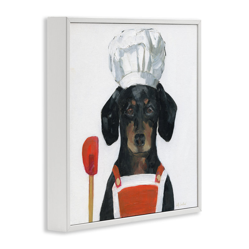 «Kitchen Chef Dog», estampe numérique de Sally Swatland, H 24 po x l 24 po, Estampe numérique encadrée blanc bord de mer