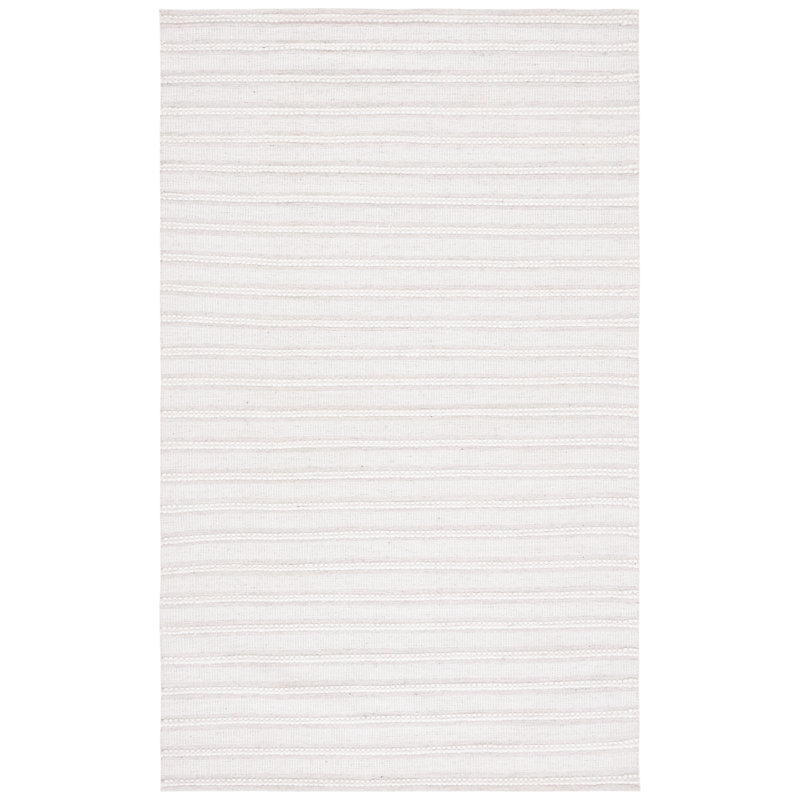 Light Grey and Ivory Flat Woven Wool Area Rug, 6' x 9'