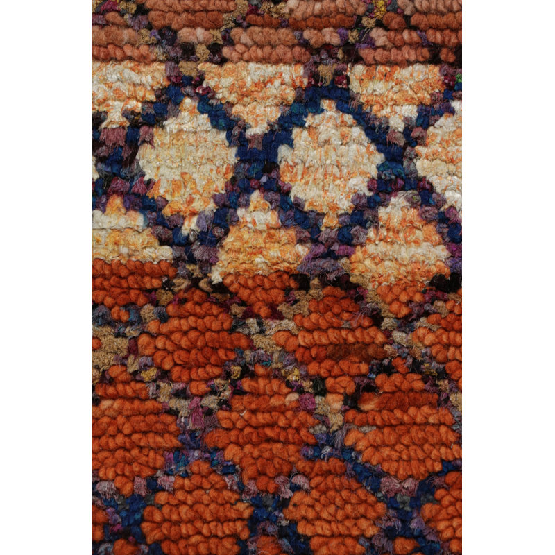 Moroccan Hand Knotted Geometric Area Rug, Runner 2'6" x 8'