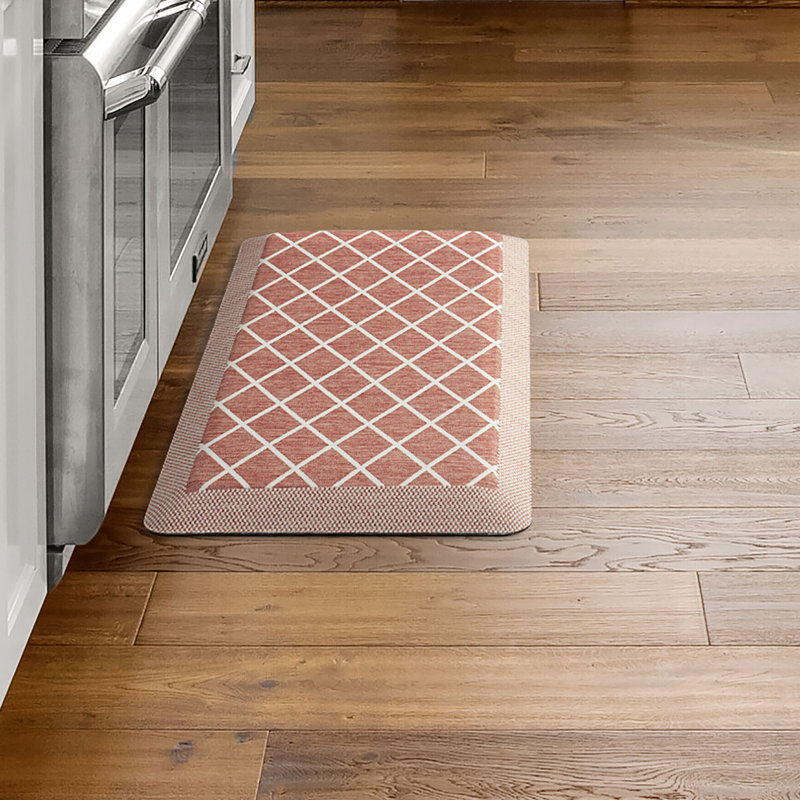 Spice Red Polyester Trellis Anti-Fatigue Kitchen Mat 19.6" x 32"