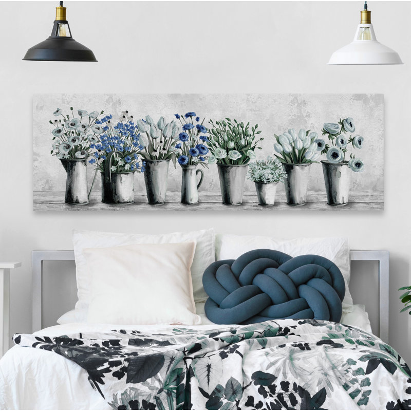 Tulips And Blues - Wrapped Canvas Painting, 51cm H x 152cm W x 3.81cm D