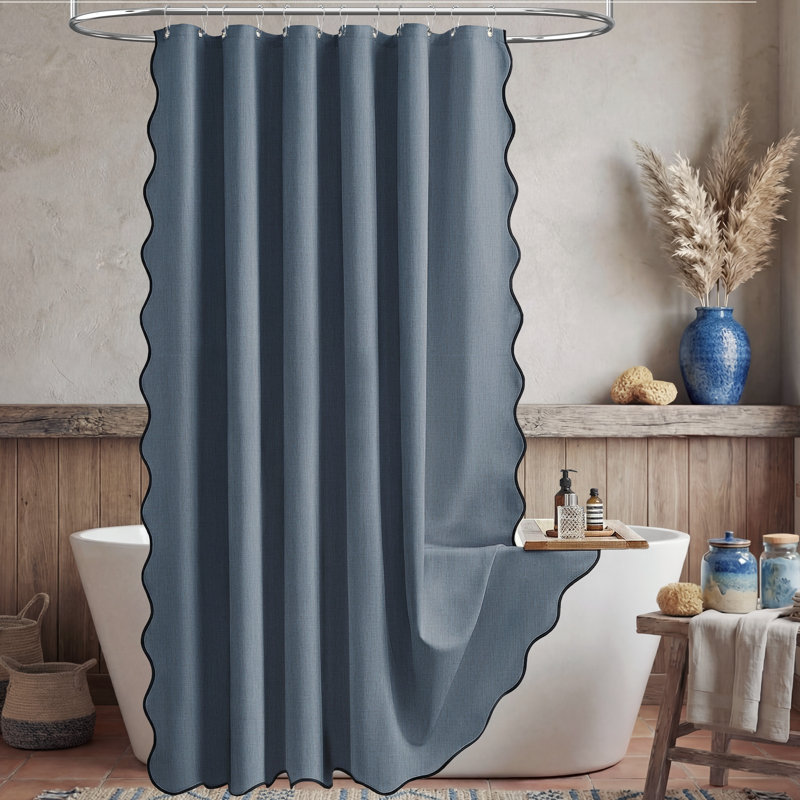 Rideaux de douche Boho Linen, H 72 po x l 72 po, Bleu gris