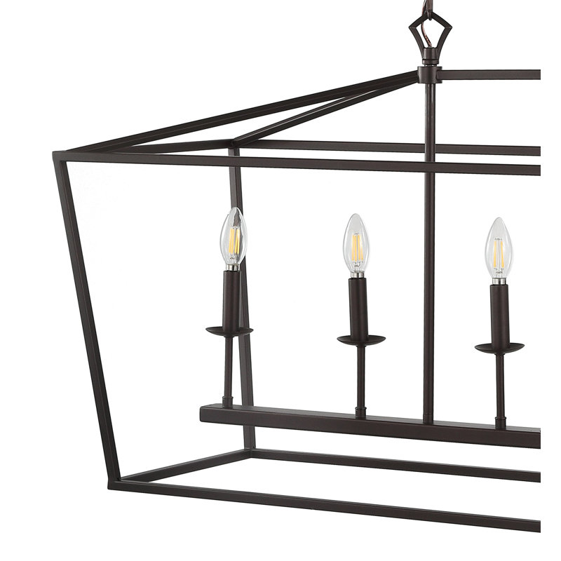 Luminaire suspendu linéaire à 6 lumières pour îlot de cuisine Joree, Bronze huilé