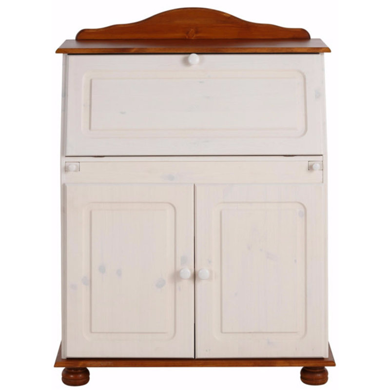 Piechota Metal Base Secretary Desk, Brown/White
