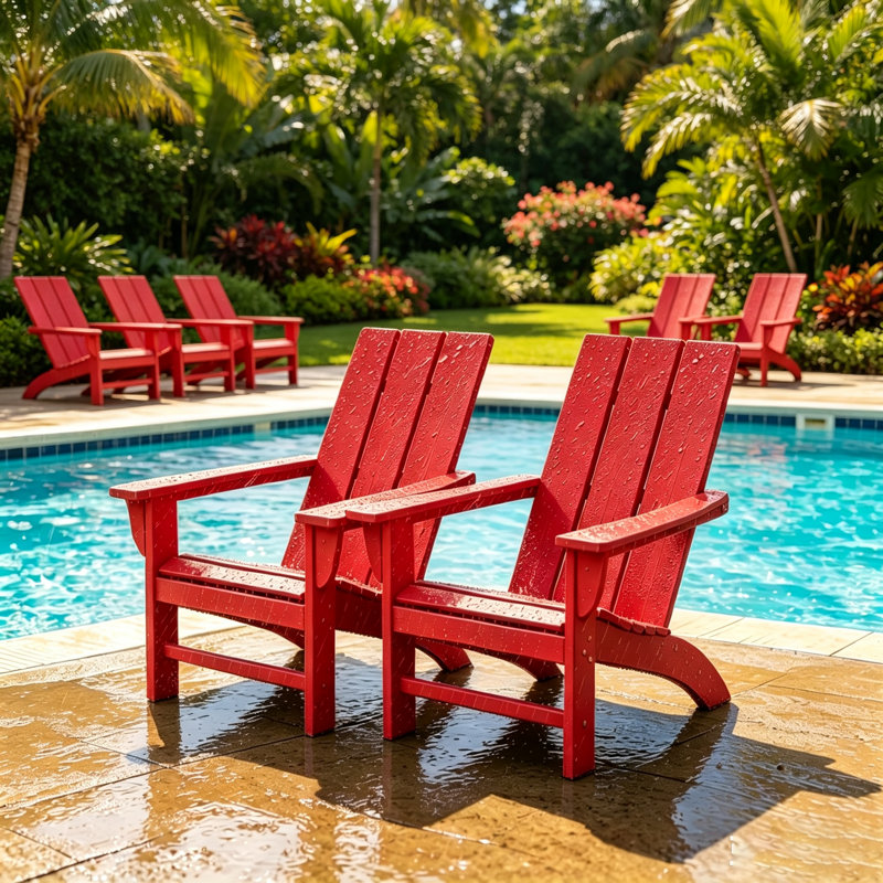 Chaise Adirondack en plastique / résine Barbour Greenture, Rouge