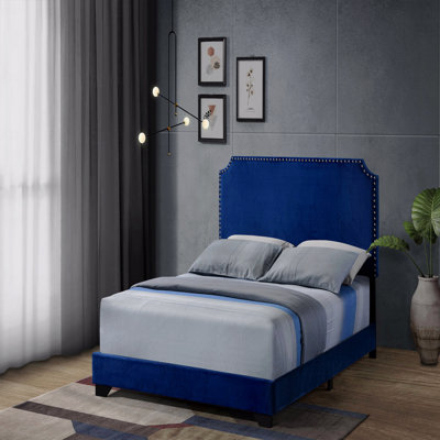Grand lit, velours bleu Haemon