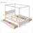 Storage-Focused Modern Canopy Platform Bed, Full Size with Four Built-In Drawers, Solid Wood Frame, Clean White