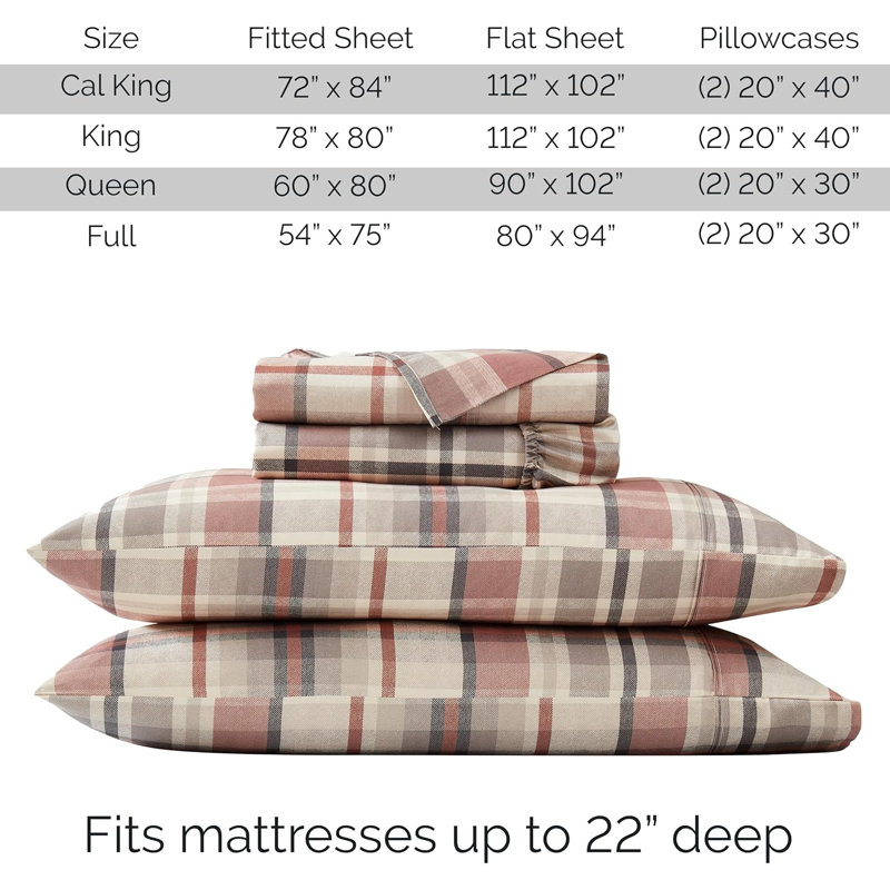 Ensemble de draps Southland Fine Linens Highland, Très grand californien, Highland Rust