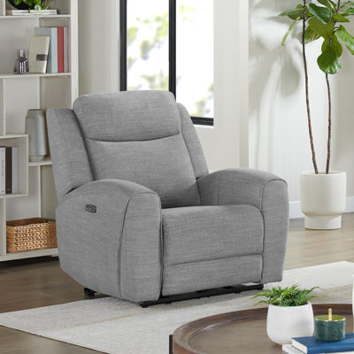 Electric Power Reclining Loveseat & Recliner Set with USB Charging Port, Gray Fabric Upholstered Reclining Sofa for Living Room, Home Theater.