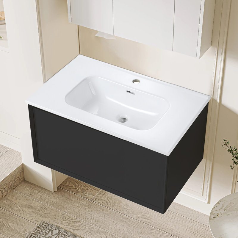 Integrated White Ceramic Basin, Drain Not Included