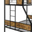 Lit superposé simple au-dessus d'un lit double en métal avec lit gigogne, solide et stable, brun noir, sans sommier, grand espace de rangement, assemblage simple requis, structure fiable et silencieuse