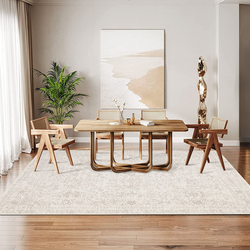 Tapis de chambre à coucher à motif floral antidérapant pour salon Boho, Rectangle 6 pi x 9 pi