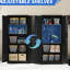 Armoire de garage en métal de 72 pouces avec serrure à 3 points, tablettes réglables pour les objets encombrants, armoire de rangement en acier et bureau noir, 4 tablettes, rangement verrouillé, trous pré-percés
