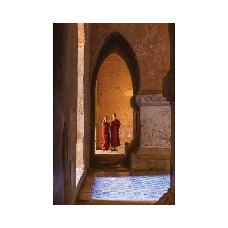 Two Young Novice Monks In An Old Temple, Bagan, Myanmar by Jan Becke - Wrapped Canvas Print, 20.32 cm H x 30.48 cm W