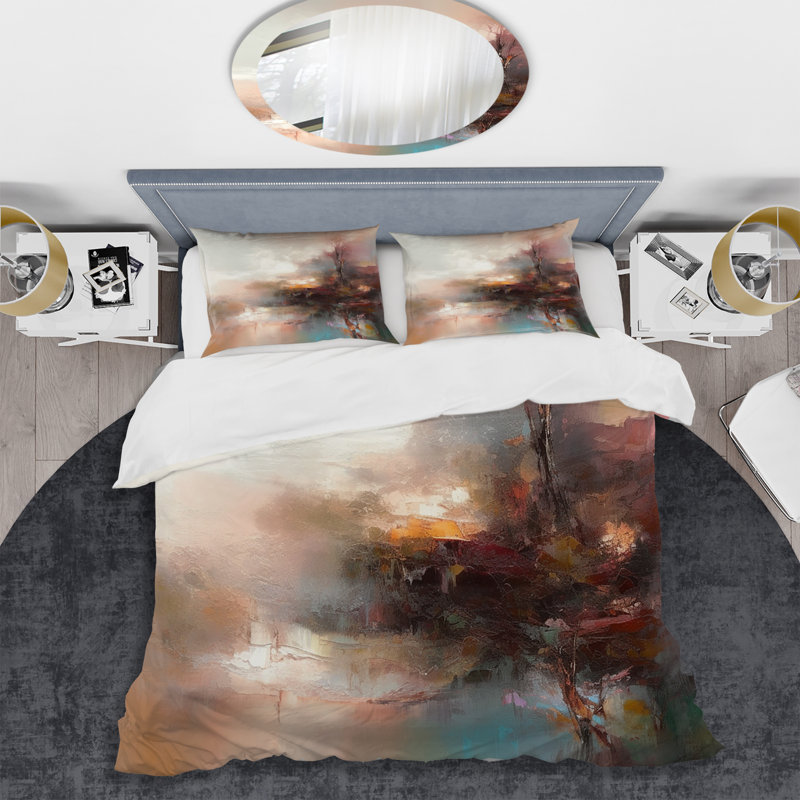 Ensemble de housse de couette Brown Abstracted Nature IV - Abstract Landscape