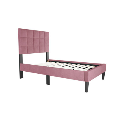 Lit simple moderne en mélange de lin - 12 supports et tête de lit ajustable pour un repos paisible avec une texture douce et confortable