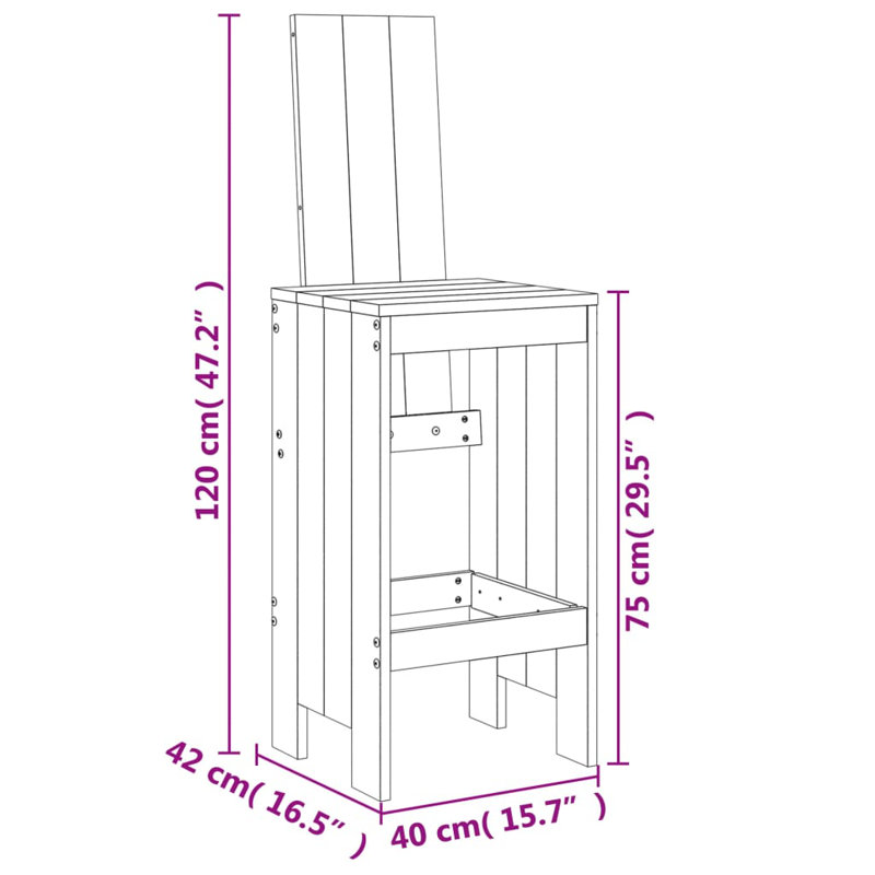 Auggie Brayden Studio Bar Set with Wood Frame and Solid Wood Outer Material, Black