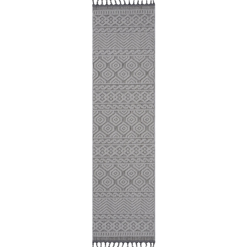 Grey/White Geometric Area Rug 2X8 - Stain And Non-Shedding For Living Areas Bedrooms /Pet- Non-Shedding, Stain- Sunrooms Conservatories Pet-