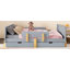 Lit plateforme double avec tiroirs de rangement, structure de lit en bois massif avec garde-corps-726662753-726662687