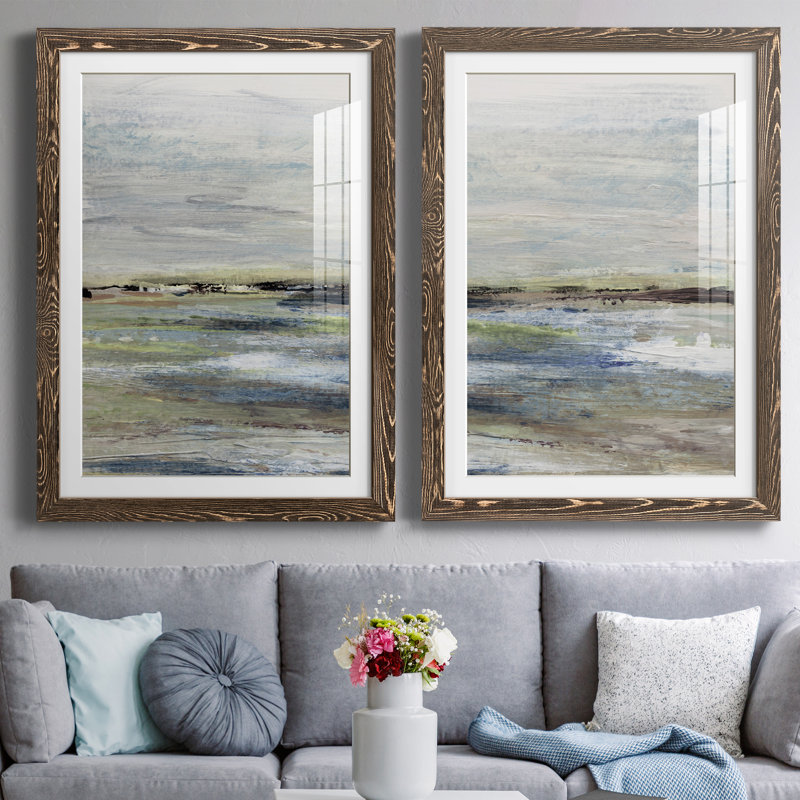 Wetlands I - ensemble de 2 peintures, Papier, cadre noyer, H 44 po x l 31 po x P 1 po