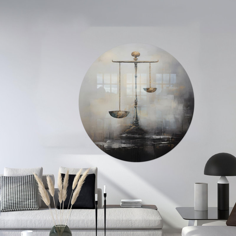 Large Modern Unbalanced Scales Glass Wall Art Perfect for Adding a Unique Touch to Your Home Decor, 39.4" H x 39.4" W