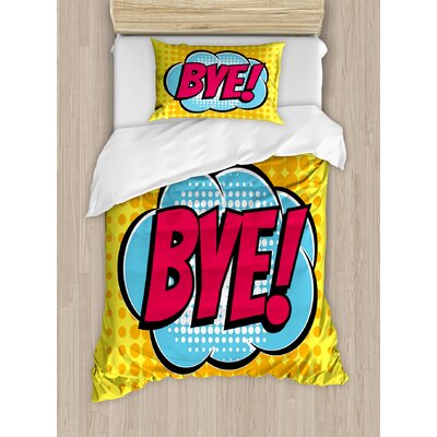 Going Away Party Decorations Comic Book Bubble Text Retro Style Bye Cartoon Duvet Cover Set -  Ambesonne, nev_34658_twin