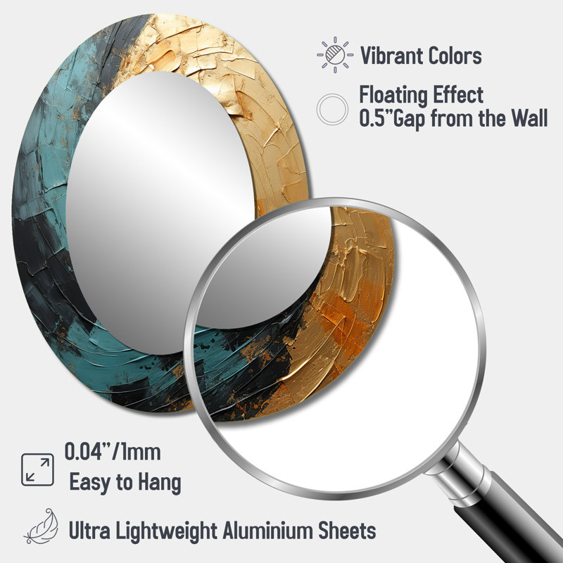 Désert Mirage Swirl Vortex IV - Miroir mural moderne ovale, 40 po x 30 po