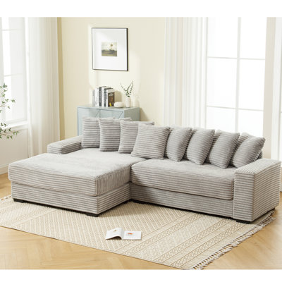 Cozy Corduroy With Left Chaise And Snuggly Pillows Gray L Shaped , Daybed , 8 Pillows, Easy To Install For Living Room