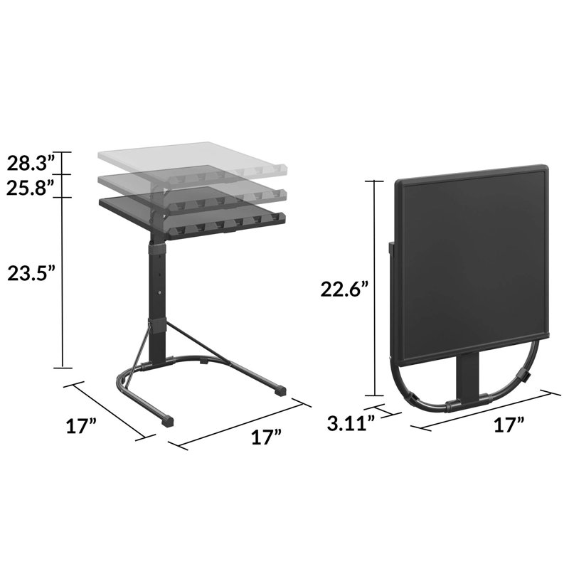Multi-Functional Personal Activity Table, Adjustable Height, Portable Workspace, For Snacking & Homework, Compact Fold, Space Saving, Black