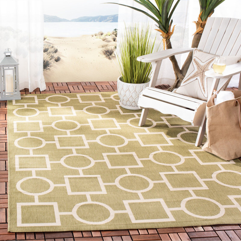 Tapis vert / beige Arneshia, Rectangle 6 pi 7 po x 9 pi 6 po