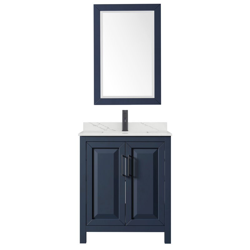 Daria 30'' W Single Vanity, Matte Black, Gray, White Quartz