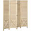 Paravent pliable à 4 panneaux de 1,43 m (4,7 pi) avec panneau perforé, pour bureau à domicile, couleur naturelle.