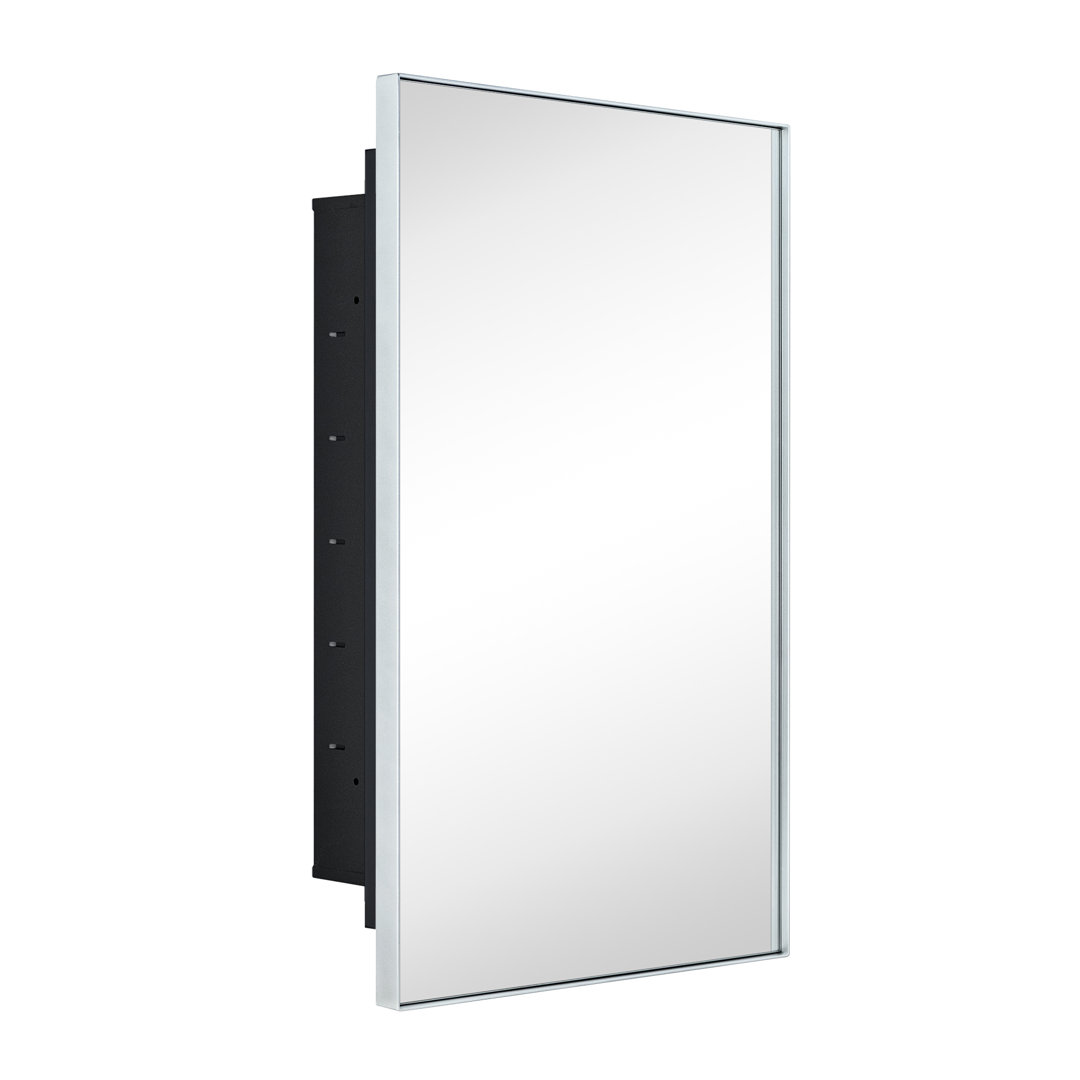 Yasine 16'' W 26'' H Recessed Framed Medicine Cabinet with Mirror and 2 Adjustable Shelves Ebern Designs