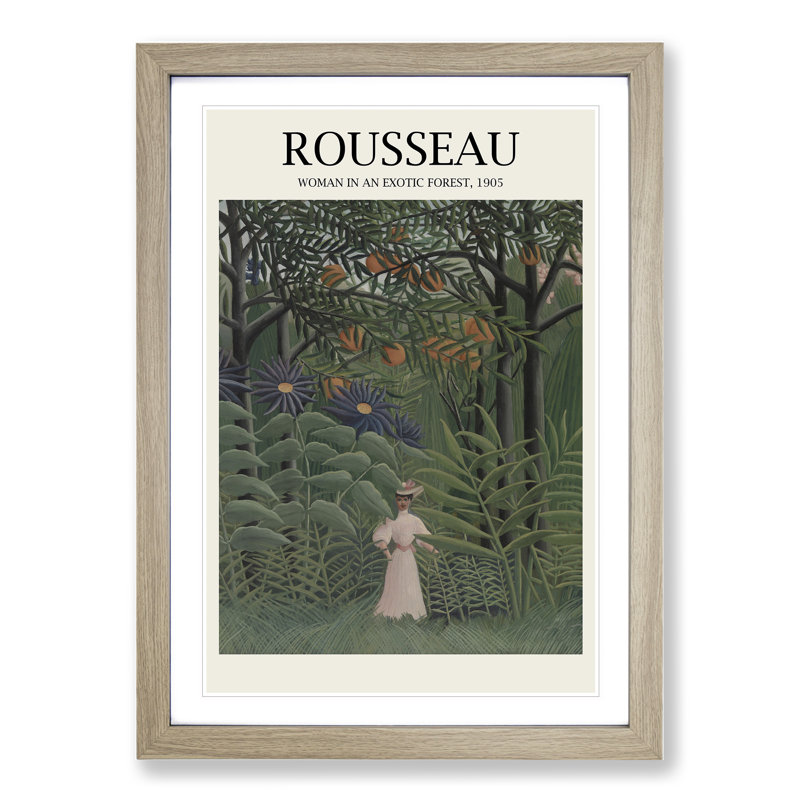 Woman Walking in an Exotic Forest Print by Henri Rousseau - Picture Frame Painting, Oak, 36cm H x 27cm W x 2cm D